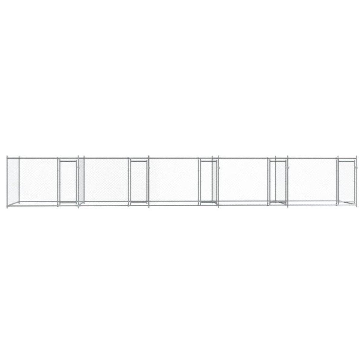 vidaXL Κλουβί Σκύλου με Πόρτες Γκρι 10x2x1,5 μ. Γαλβανισμένος Χάλυβας