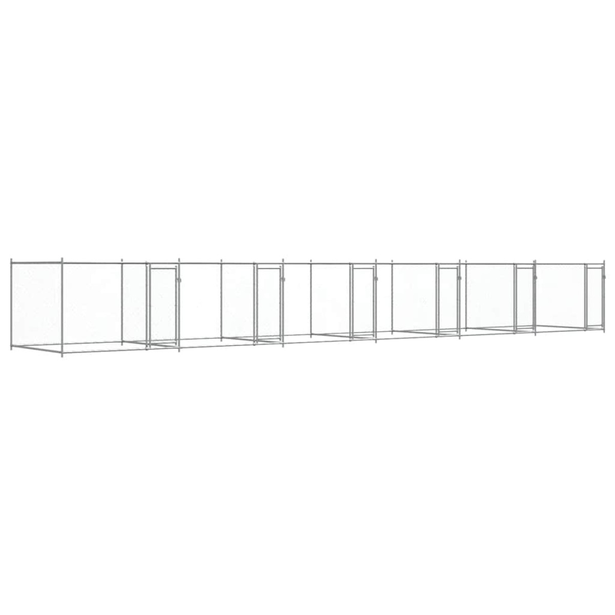 vidaXL Κλουβί Σκύλου με Πόρτες Γκρι 12x2x1,5 μ. Γαλβανισμένος Χάλυβας