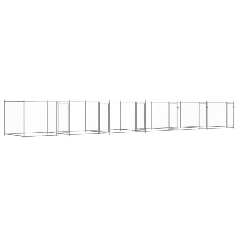 vidaXL Κλουβί Σκύλου με Πόρτες Γκρι 12x2x1,5 μ. Γαλβανισμένος Χάλυβας