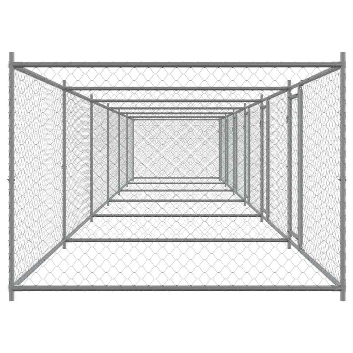 vidaXL Κλουβί Σκύλου με Πόρτες Γκρι 12x2x1,5 μ. Γαλβανισμένος Χάλυβας