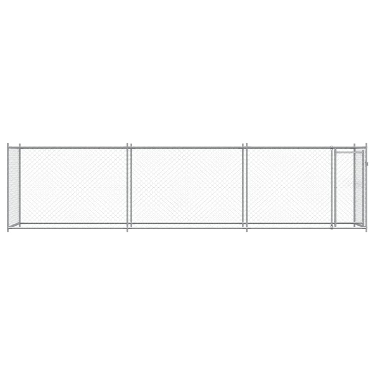 vidaXL Κλουβί Σκύλου με Πόρτα Γκρι 6x2x1,5 μ. Γαλβανισμένος Χάλυβας