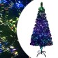 vidaXL Χριστουγεννιάτικο Δέντρο Τεχν & Βάση Πράσινο Οπτικές Ίνες 180εκ