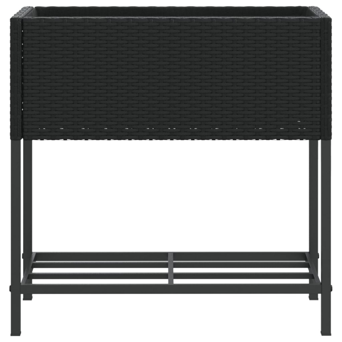 vidaXL Γλάστρες Κήπου με Ράφια 2 τεμ. Μαύρες 70x28x70 εκ Συνθ. Ρατάν