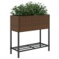 vidaXL Γλάστρες Κήπου με Ράφια 2 τεμ. Καφέ 70x28x70 εκ Συνθ. Ρατάν