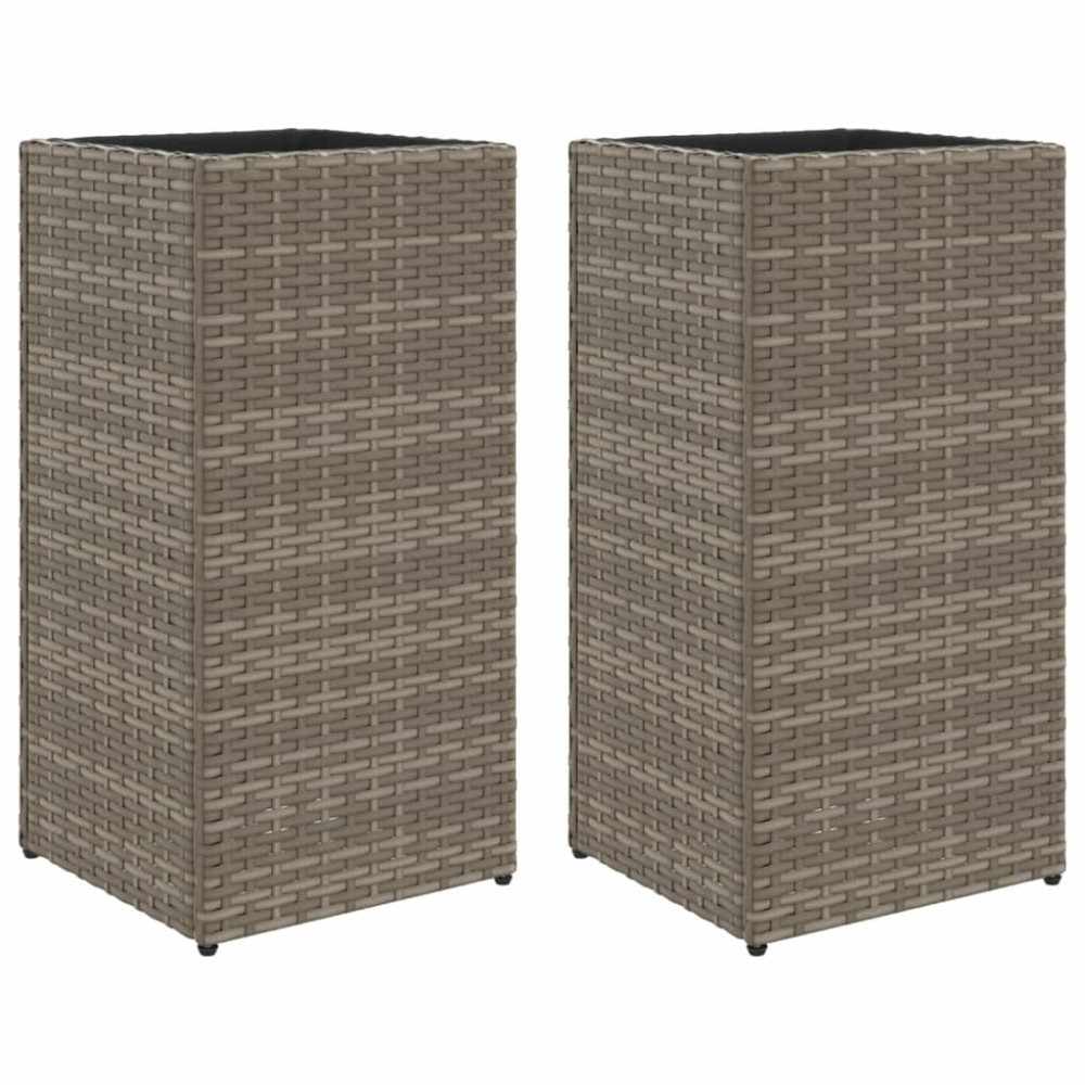 vidaXL Ζαρντινιέρες Κήπου 2 τεμ. Γκρι 30x30x60 εκ. από Συνθετικό Ρατάν