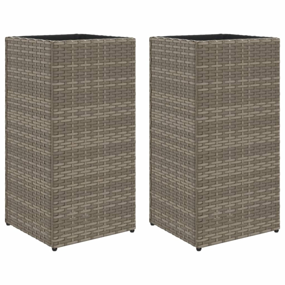 vidaXL Ζαρντινιέρες Κήπου 2 τεμ. Γκρι 30x30x60 εκ. από Συνθετικό Ρατάν