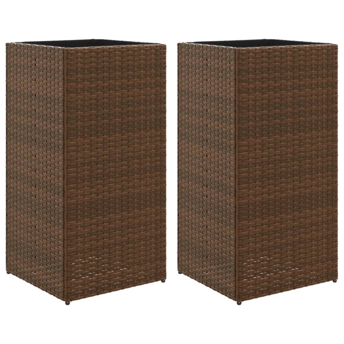 vidaXL Ζαρντινιέρες Κήπου 2 τεμ. Καφέ 40x40x80 εκ. από Συνθετικό Ρατάν