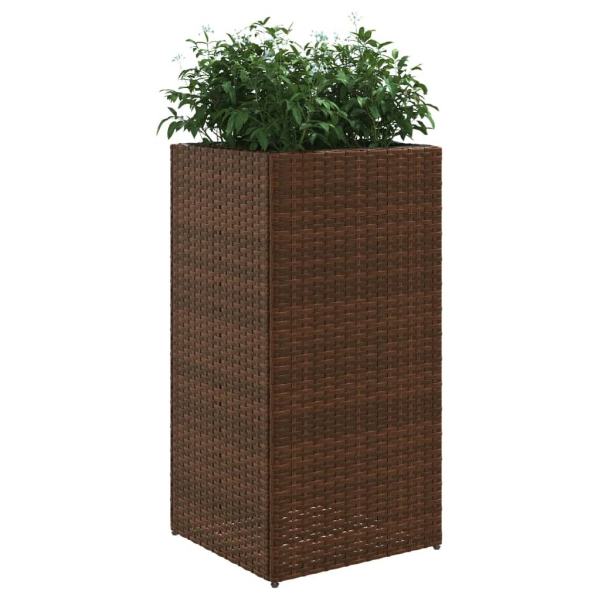 vidaXL Ζαρντινιέρες Κήπου 2 τεμ. Καφέ 40x40x80 εκ. από Συνθετικό Ρατάν