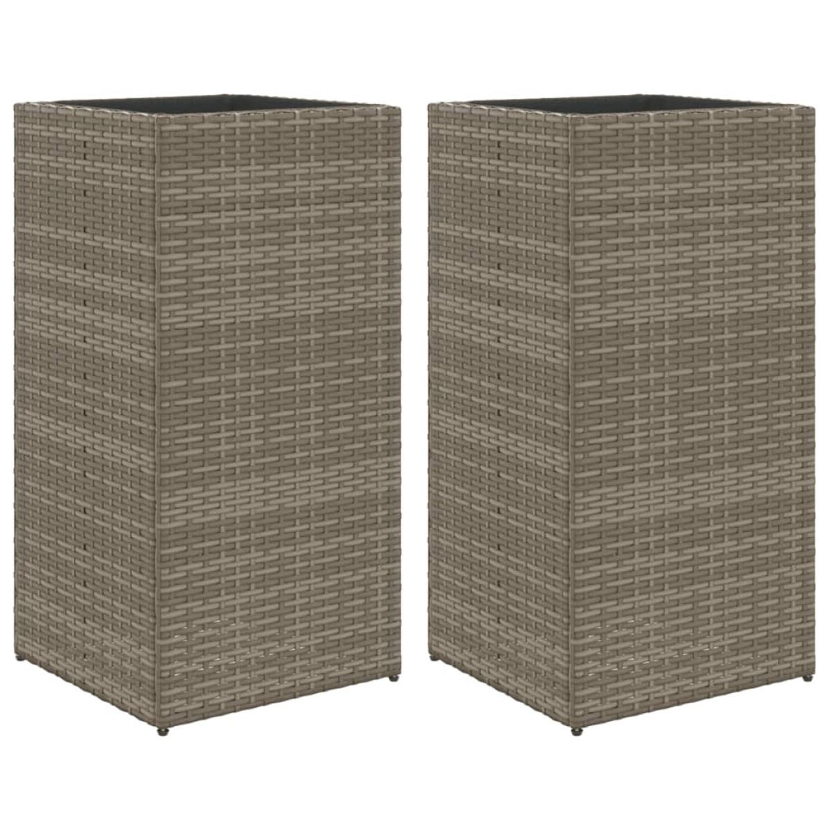 vidaXL Ζαρντινιέρες Κήπου 2 τεμ. Γκρι 40x40x80 εκ. από Συνθετικό Ρατάν