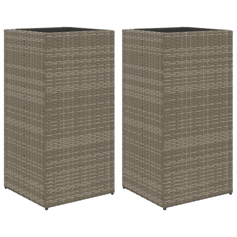 vidaXL Ζαρντινιέρες Κήπου 2 τεμ. Γκρι 40x40x80 εκ. από Συνθετικό Ρατάν