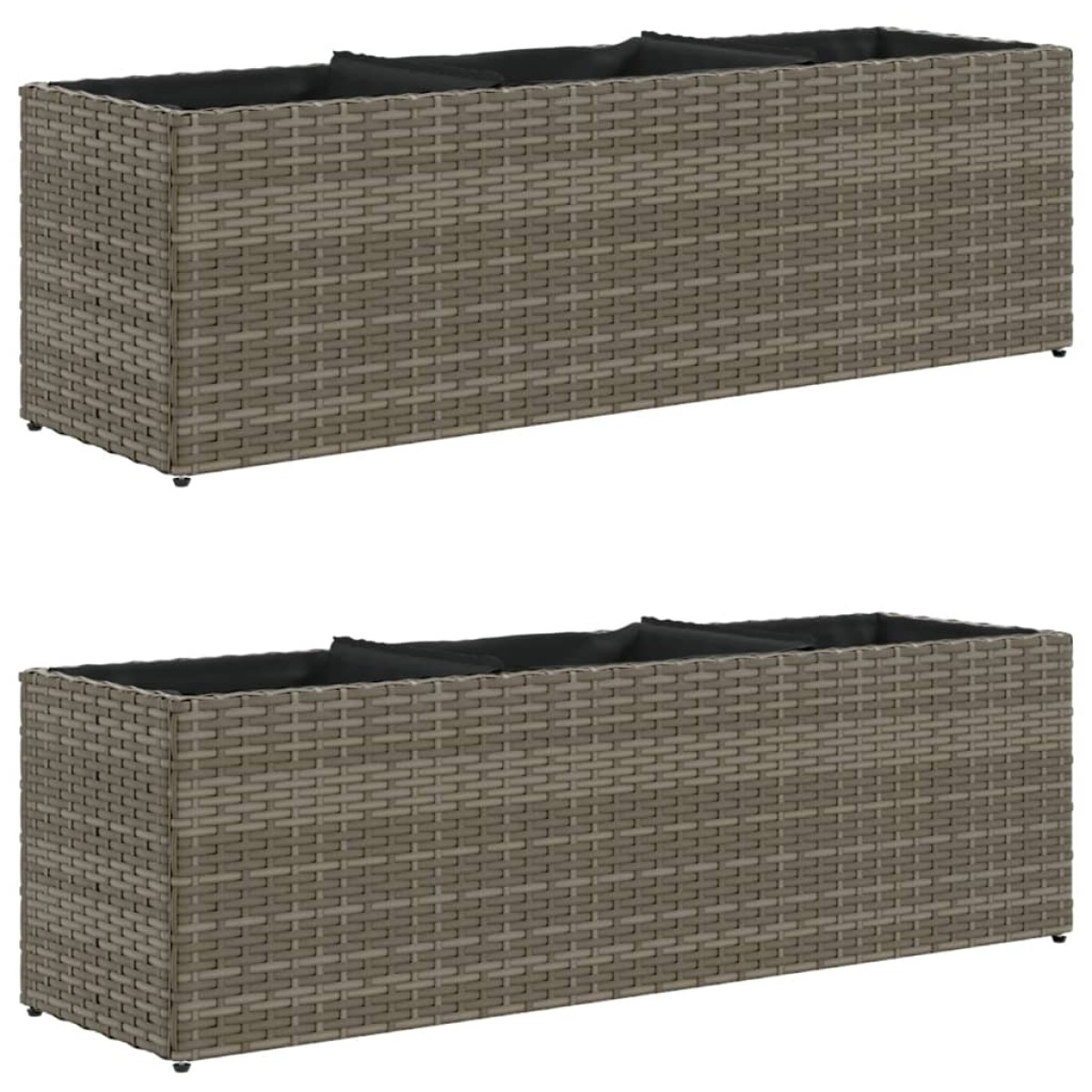 vidaXL Ζαρντινιέρα Κήπου Γκρι 105x30x32 εκ. Συνθ. Ρατάν με 3 Γλάστρες