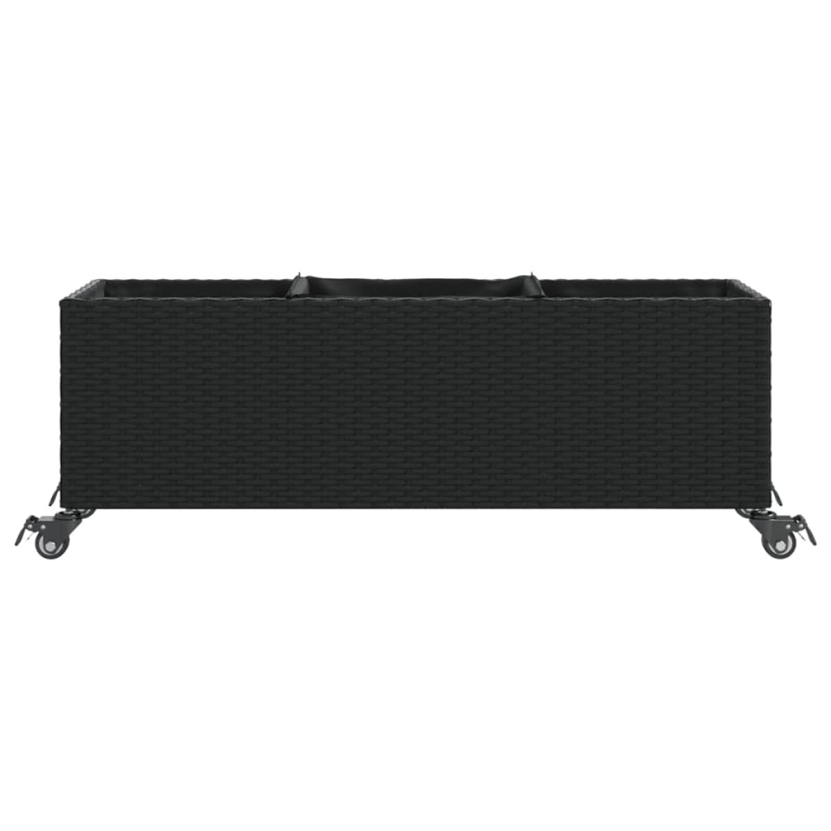 vidaXL Ζαρντινιέρα Κήπου με Ρόδες 3 τεμ Μαύρη 107x32x38 εκ. Συνθ Ρατάν