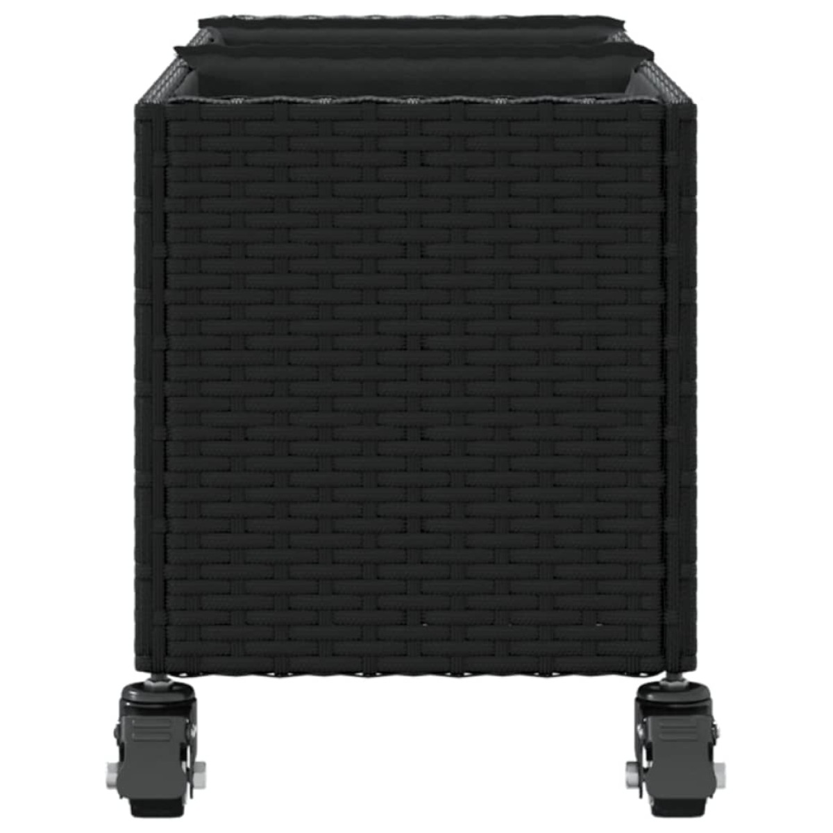 vidaXL Ζαρντινιέρα Κήπου με Ρόδες 3 τεμ Μαύρη 107x32x38 εκ. Συνθ Ρατάν