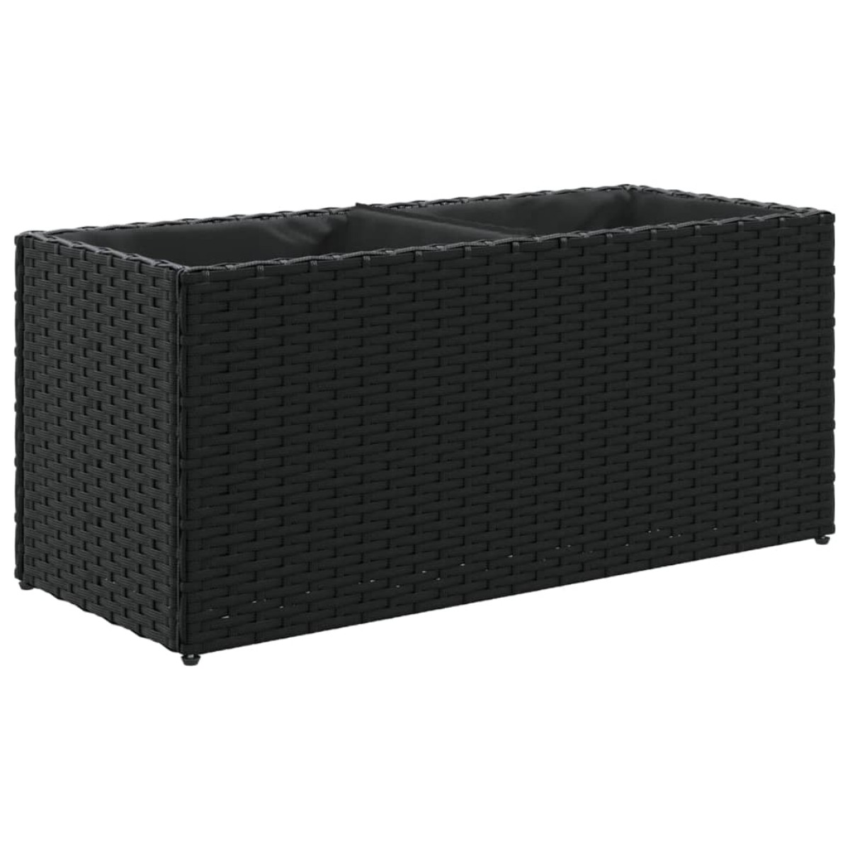 vidaXL Ζαρντινιέρα Κήπου Μαύρη 72x30x32 εκ. Συνθ. Ρατάν με 2 Γλάστρες