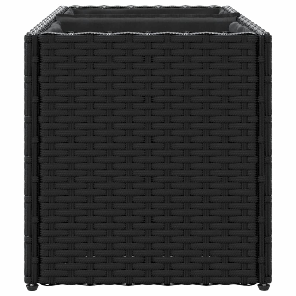 vidaXL Ζαρντινιέρα Κήπου Μαύρη 72x30x32 εκ. Συνθ. Ρατάν με 2 Γλάστρες