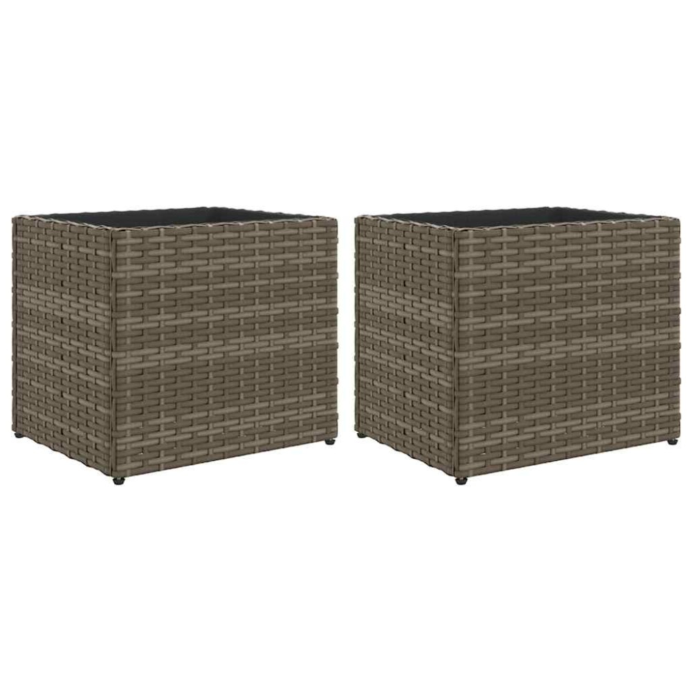 vidaXL Ζαρντινιέρες Κήπου 2 τεμ. Γκρι 36x30x32 εκ. από Συνθετικό Ρατάν