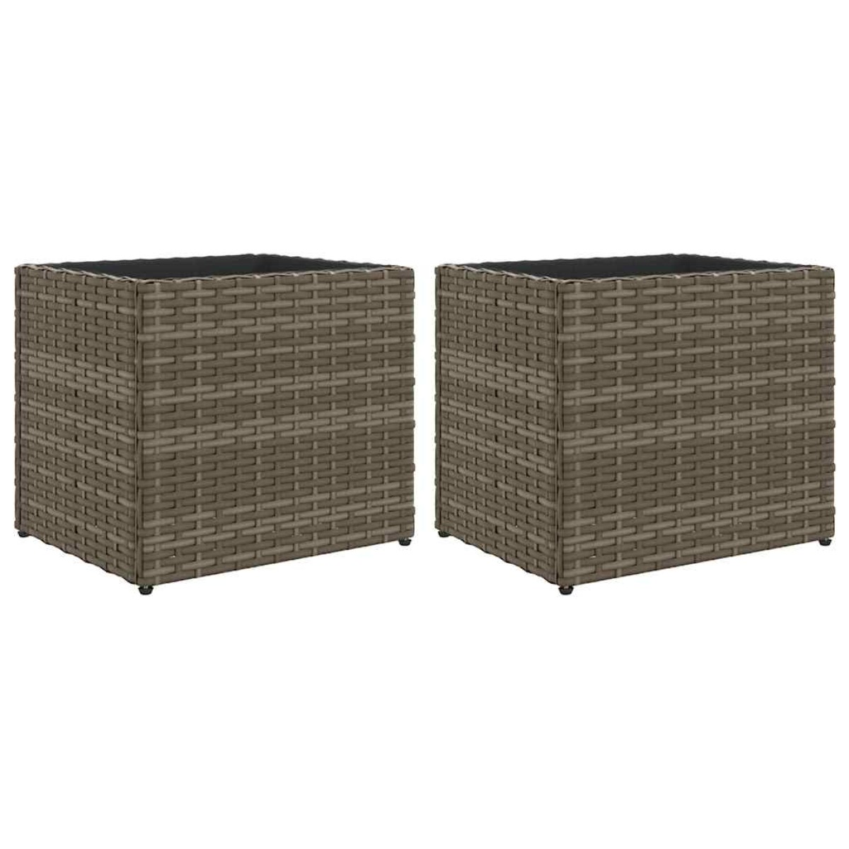 vidaXL Ζαρντινιέρες Κήπου 2 τεμ. Γκρι 36x30x32 εκ. από Συνθετικό Ρατάν