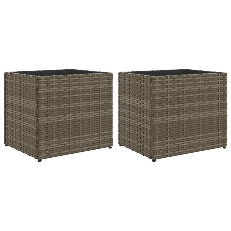vidaXL Ζαρντινιέρες Κήπου 2 τεμ. Γκρι 36x30x32 εκ. από Συνθετικό Ρατάν