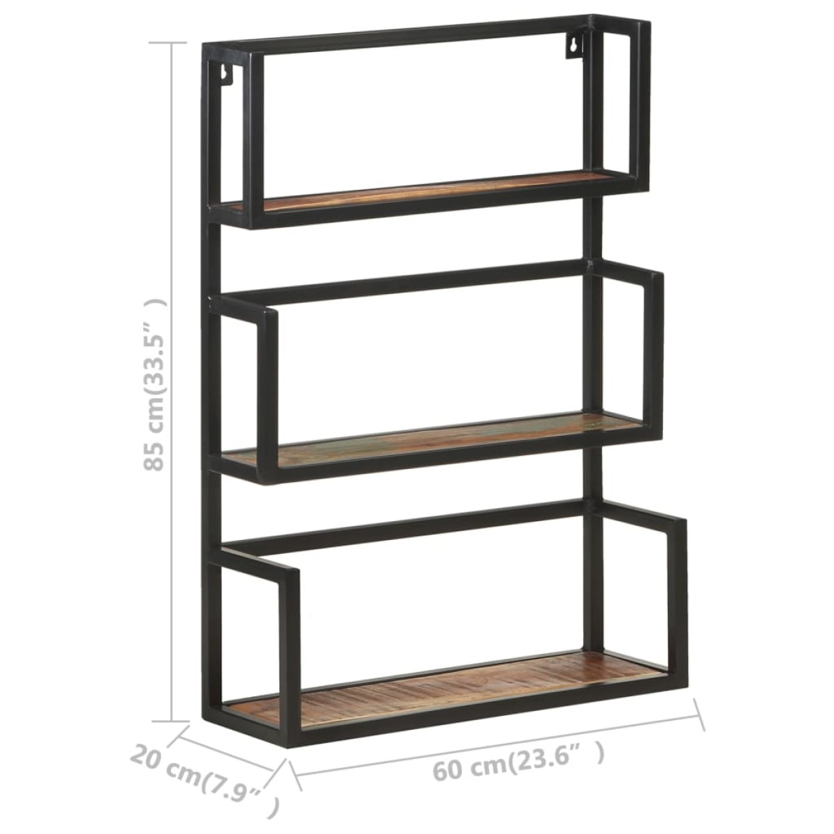 vidaXL Ραφιέρα Τοίχου 60 x 20 x 85 εκ. από Μασίφ Ανακυκλωμένο Ξύλο