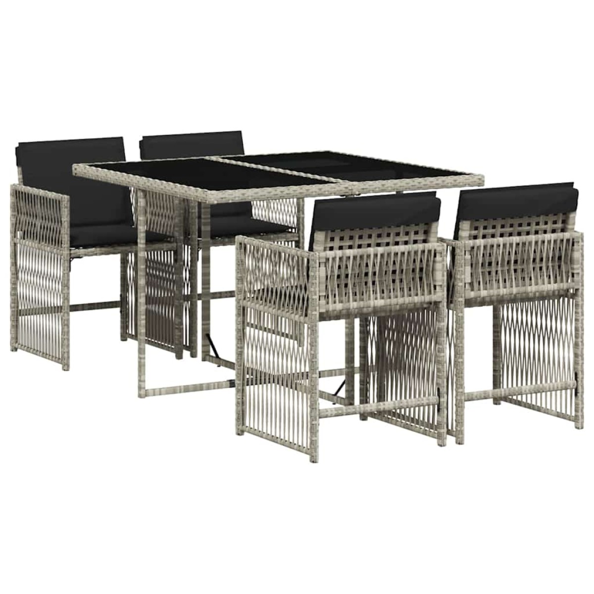 vidaXL Σετ Τραπεζαρίας Κήπου 5 τεμ. Αν. Γκρι Συνθ. Ρατάν με Μαξιλάρια
