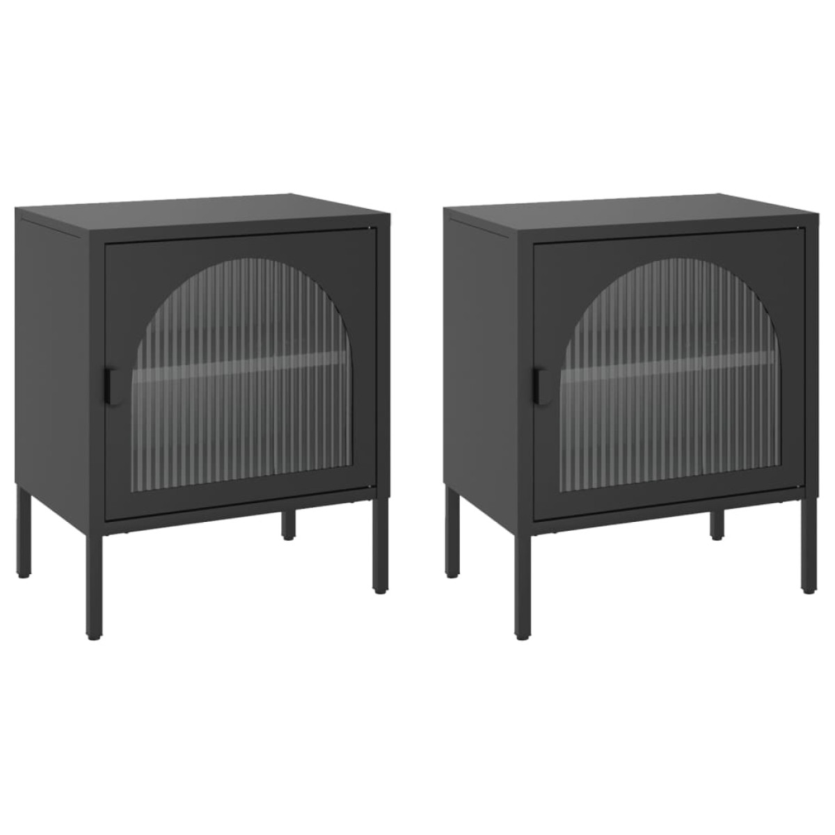 vidaXL Κομοδίνα 2 τεμ. Μαύρα 50 x 35 x 60 εκ. από Ατσάλι και Γυαλί