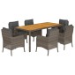 vidaXL Σετ Τραπεζαρίας Κήπου 7 τεμ. Γκρι Συνθ. Ρατάν με Μαξιλάρια