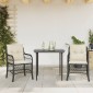 vidaXL Σετ Επίπλων Bistro 3 τεμ. Μαύρο Συνθετ. Ρατάν με Μαξιλάρια