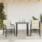 vidaXL Σετ Επίπλων Bistro 3 τεμ. Μαύρο Συνθετ. Ρατάν με Μαξιλάρια