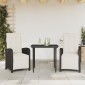 vidaXL Σετ Επίπλων Bistro 3 τεμ. Μαύρο Συνθετ. Ρατάν με Μαξιλάρια