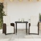 vidaXL Σετ Επίπλων Bistro 3 τεμ. Καφέ Συνθετικό Ρατάν με Μαξιλάρια