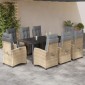 vidaXL Σετ Τραπεζαρίας Κήπου 9τεμ. Μικτό Μπεζ Συνθ. Ρατάν με Μαξιλάρια