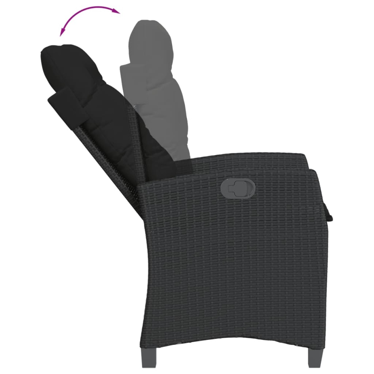 vidaXL Σετ Τραπεζαρίας Κήπου 3 τεμ. Μαύρο Συνθετικό Ρατάν με Μαξιλάρια