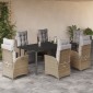 vidaXL Σετ Τραπεζαρίας Κήπου 7 τεμ. Μικτό Μπεζ Συνθ. Ρατάν & Μαξιλάρια