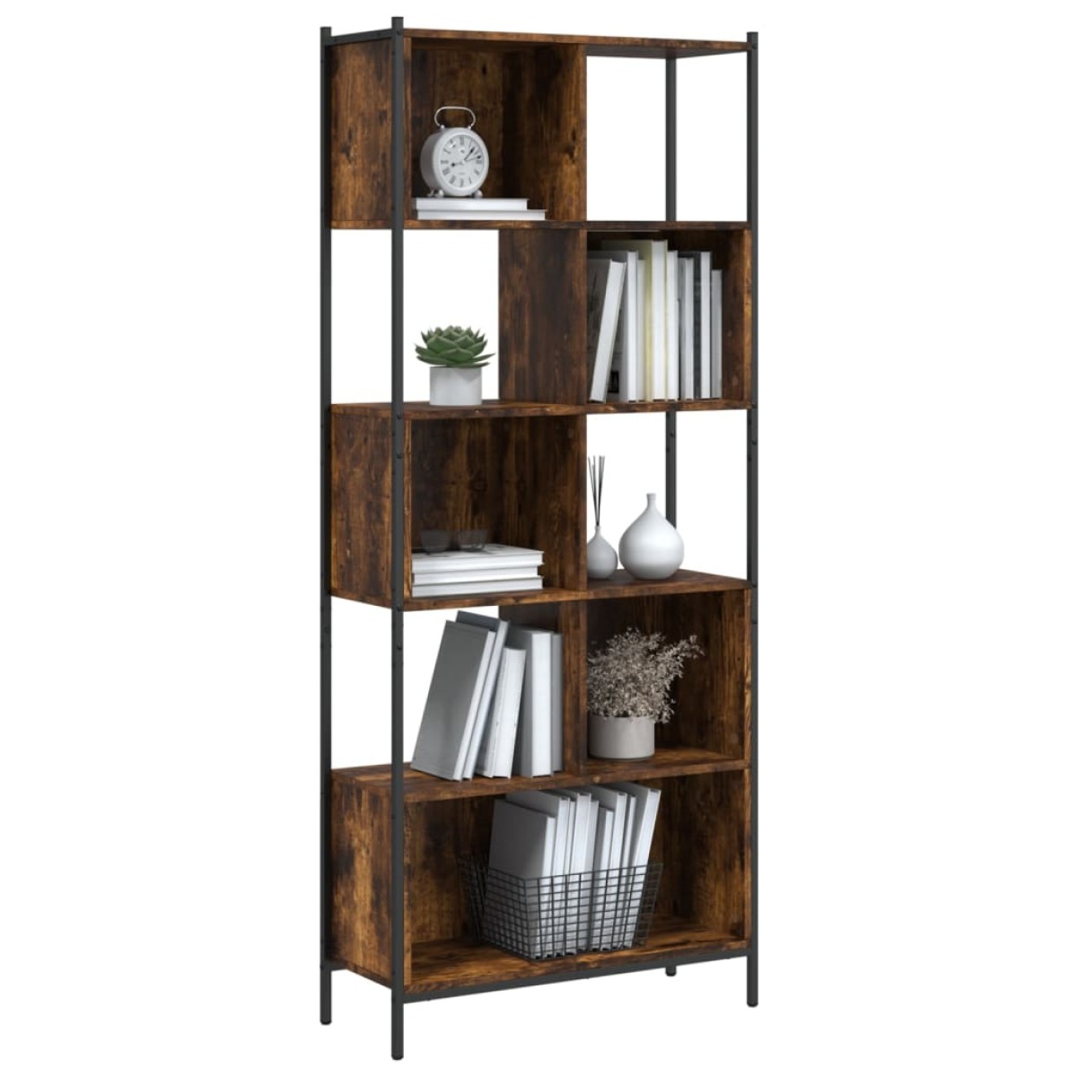 vidaXL Βιβλιοθήκη Καπνιστή Δρυς 72x28x172εκ. από Επεξεργασμένο Ξύλο