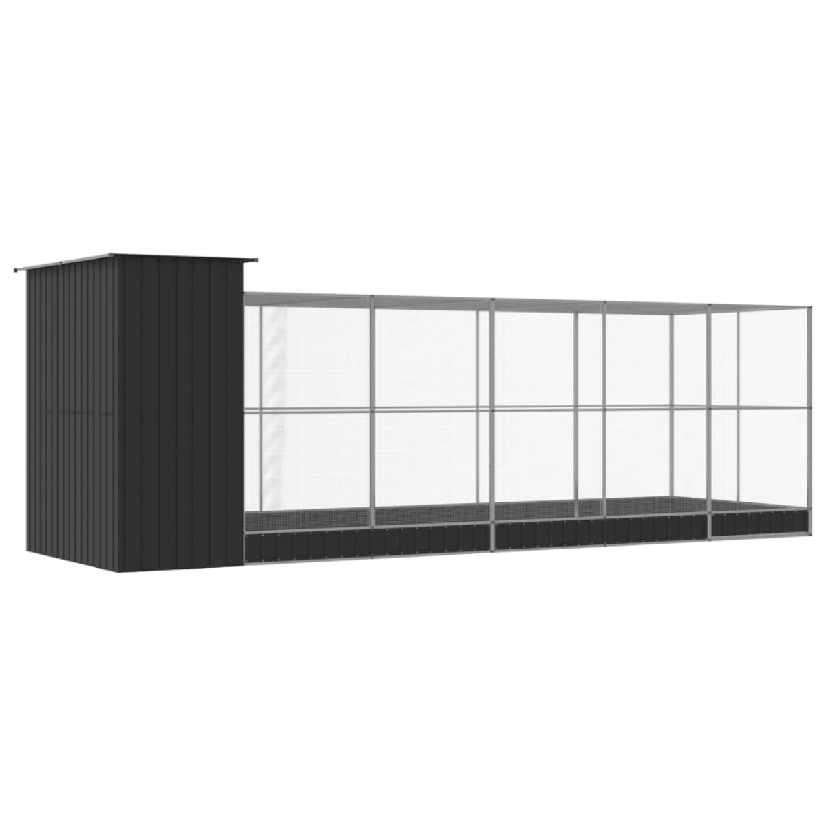 vidaXL Κλουβί με Επέκταση Ασημένιο 623x203x216 εκ. Ατσάλινο