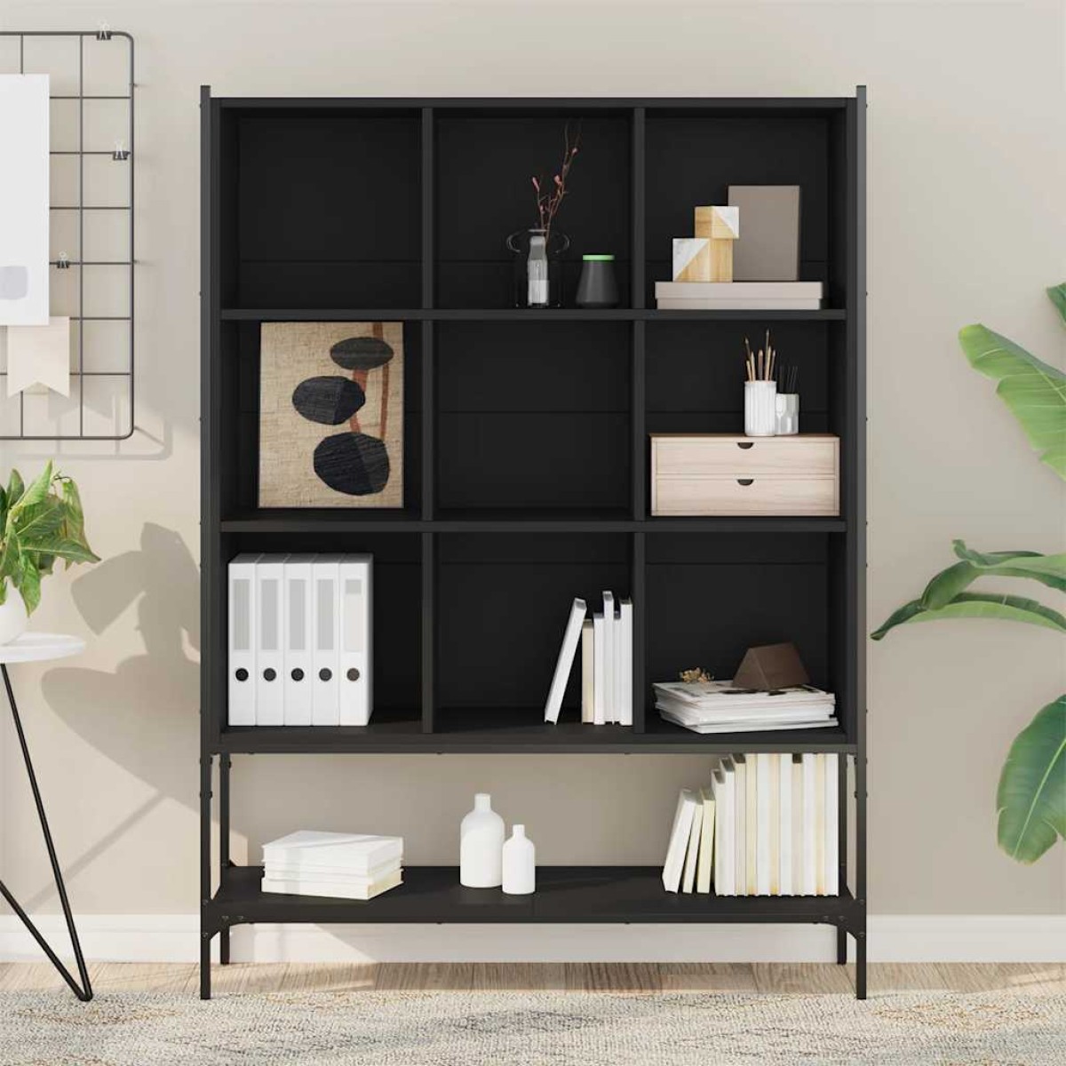 vidaXL Βιβλιοθήκη Μαύρη 102x30x141,5 εκ. από Επεξεργασμένο Ξύλο