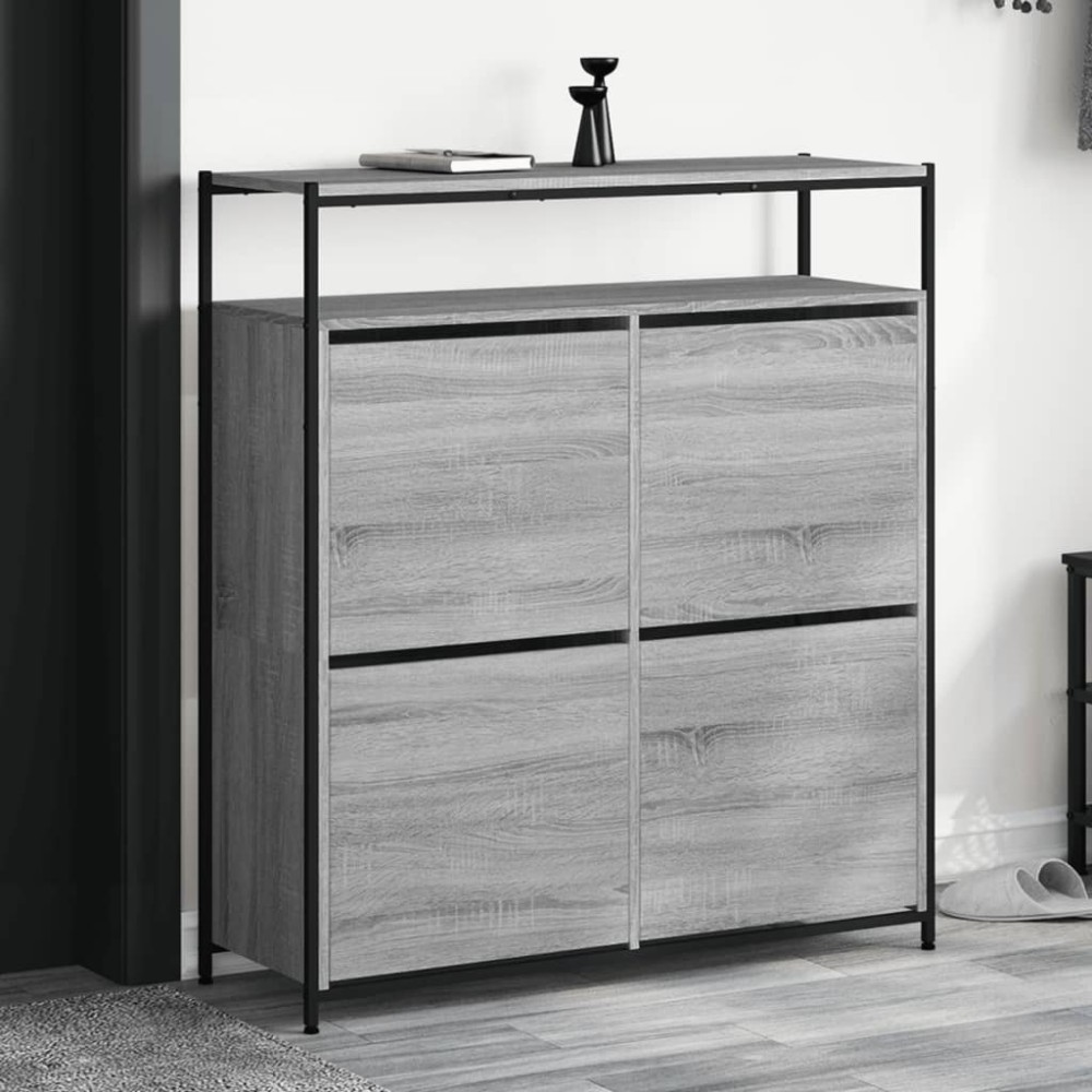 vidaXL Παπουτσοθήκη με 4 Ανακλ. Συρτάρια Γκρι Sonoma 100x34x112 εκ.