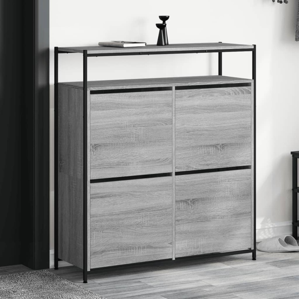 vidaXL Παπουτσοθήκη με 4 Ανακλ. Συρτάρια Γκρι Sonoma 100x34x112 εκ.