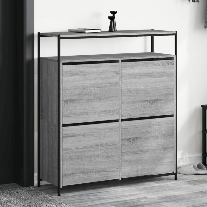vidaXL Παπουτσοθήκη με 4 Ανακλ. Συρτάρια Γκρι Sonoma 100x34x112 εκ.