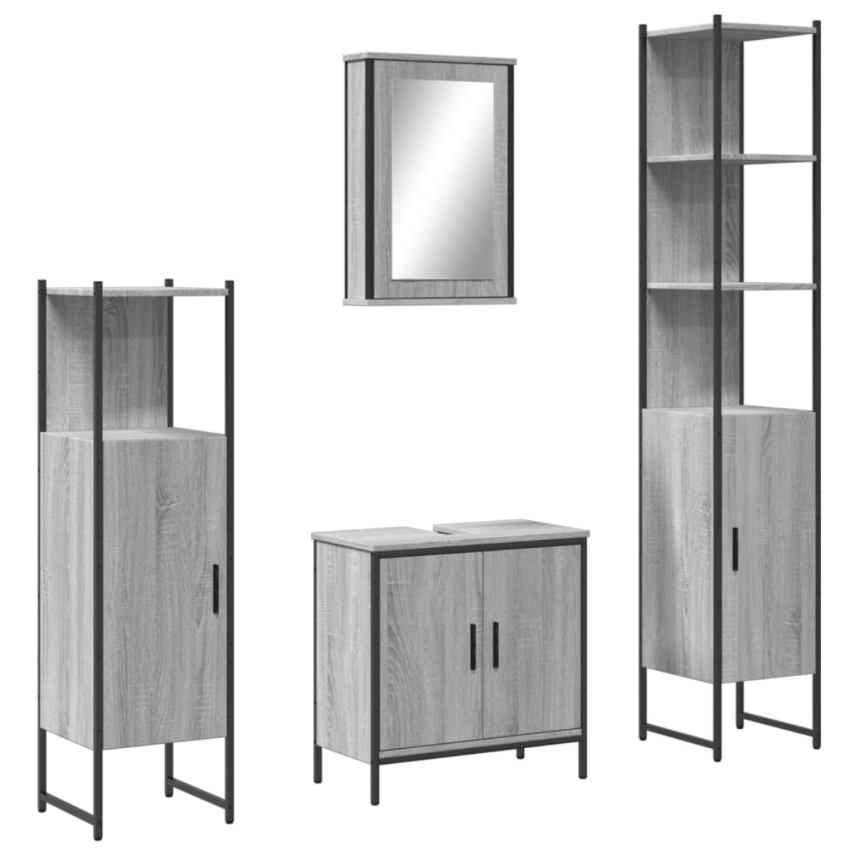 vidaXL Σετ Επίπλων Μπάνιου 4 Τεμαχίων Γκρι Sonoma Επεξεργασμένο Ξύλο