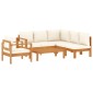 vidaXL Σαλόνι Κήπου 5 Τεμαχίων από Μασίφ Ξύλο Ακακίας με Μαξιλάρια