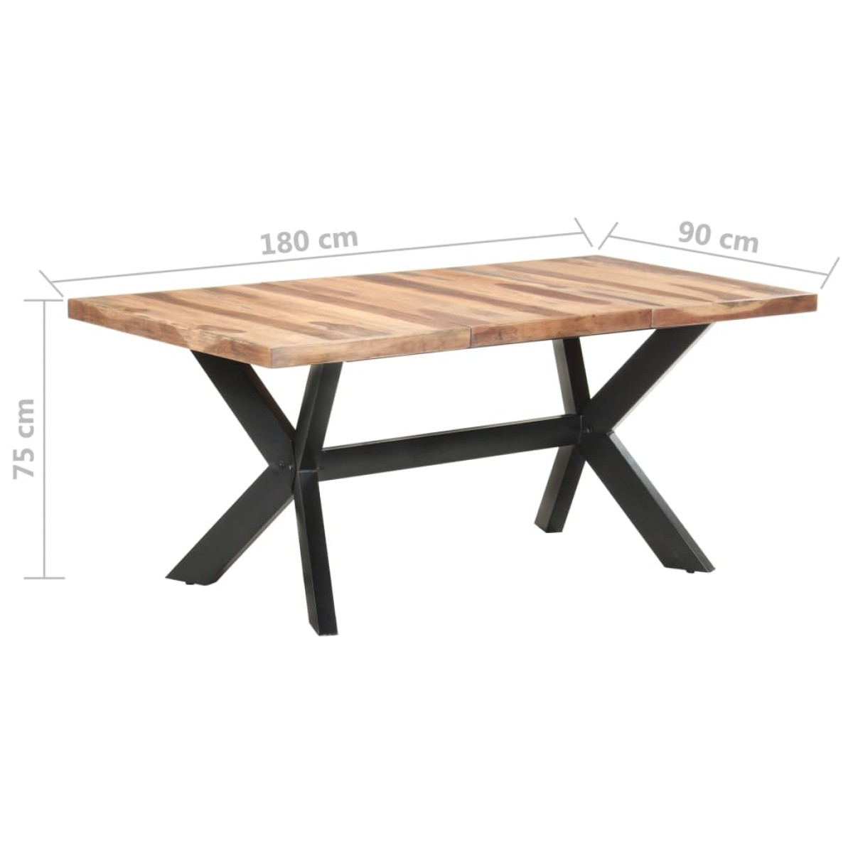 vidaXL Τραπεζαρία 180 x 90 x 75 εκ. Μασίφ Ξύλο & Μελί Φινίρισμα