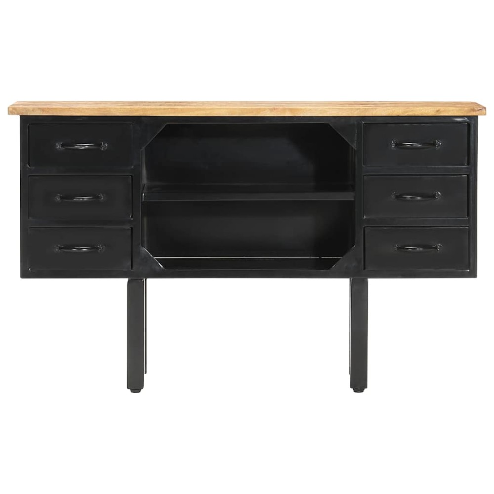 vidaXL Μπουφές 110x30x65 εκ. Μασίφ Ακατέργαστο Ξύλο Μάνγκο και Ατσάλι