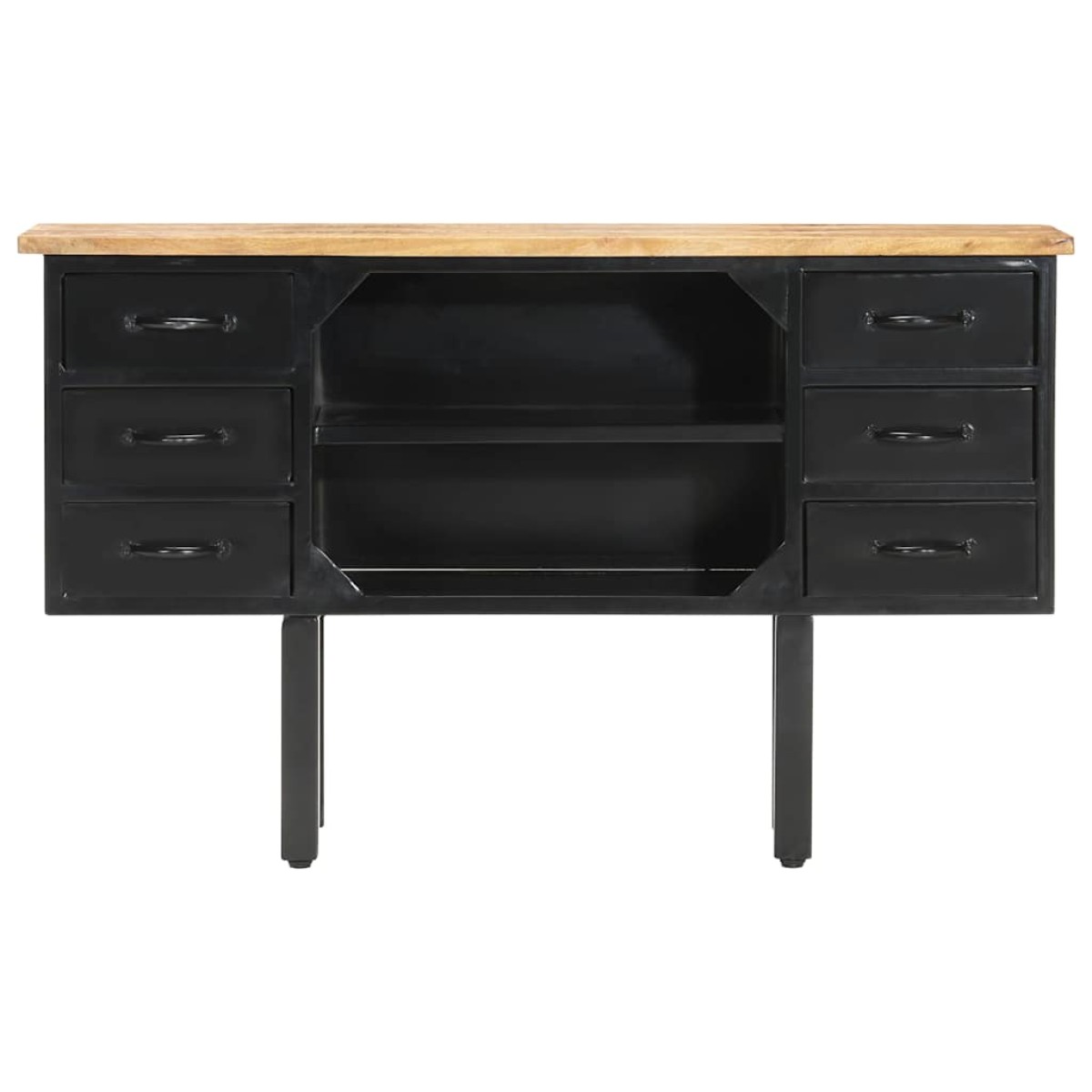 vidaXL Μπουφές 110x30x65 εκ. Μασίφ Ακατέργαστο Ξύλο Μάνγκο και Ατσάλι