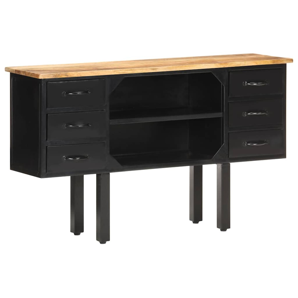 vidaXL Μπουφές 110x30x65 εκ. Μασίφ Ακατέργαστο Ξύλο Μάνγκο και Ατσάλι