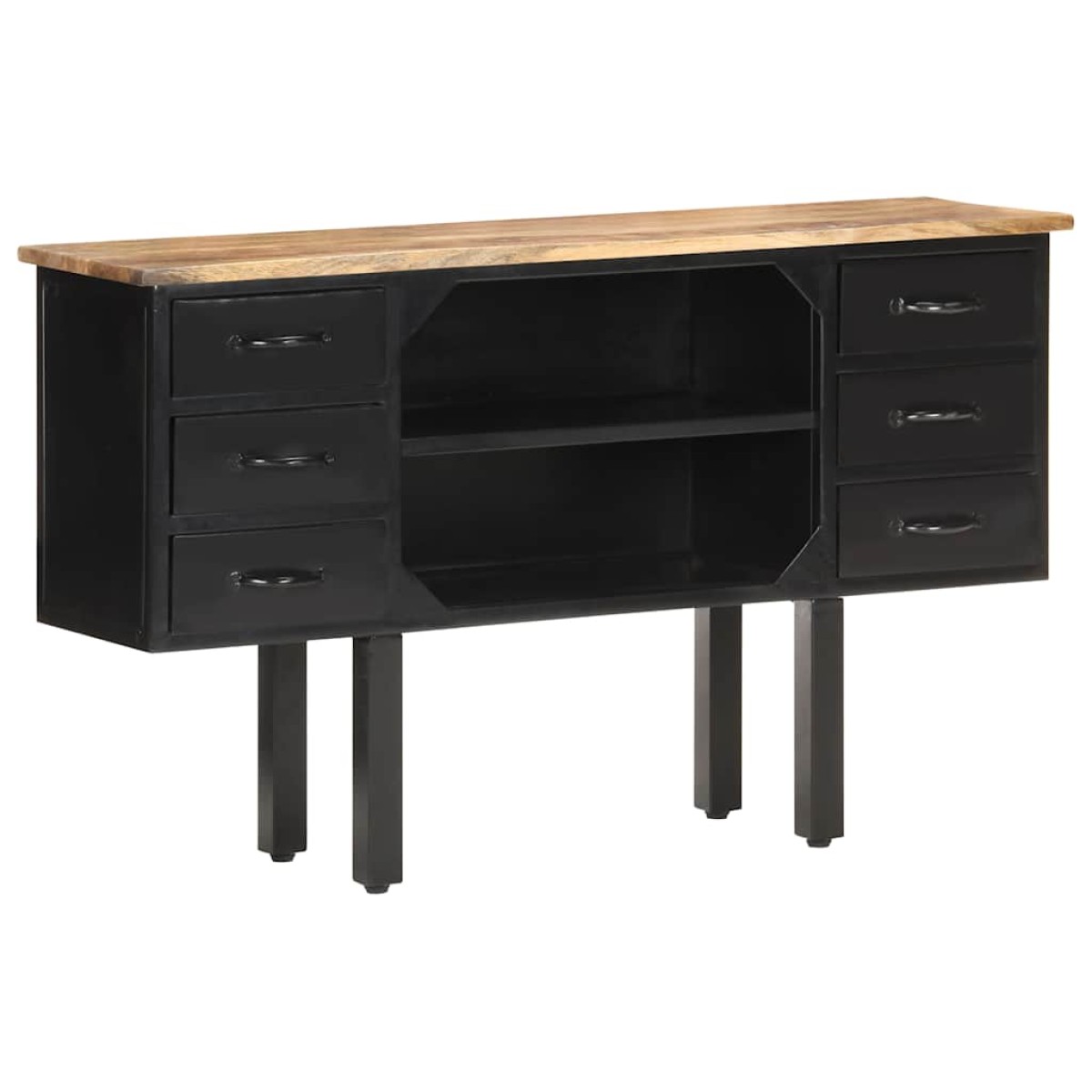 vidaXL Μπουφές 110x30x65 εκ. Μασίφ Ακατέργαστο Ξύλο Μάνγκο και Ατσάλι