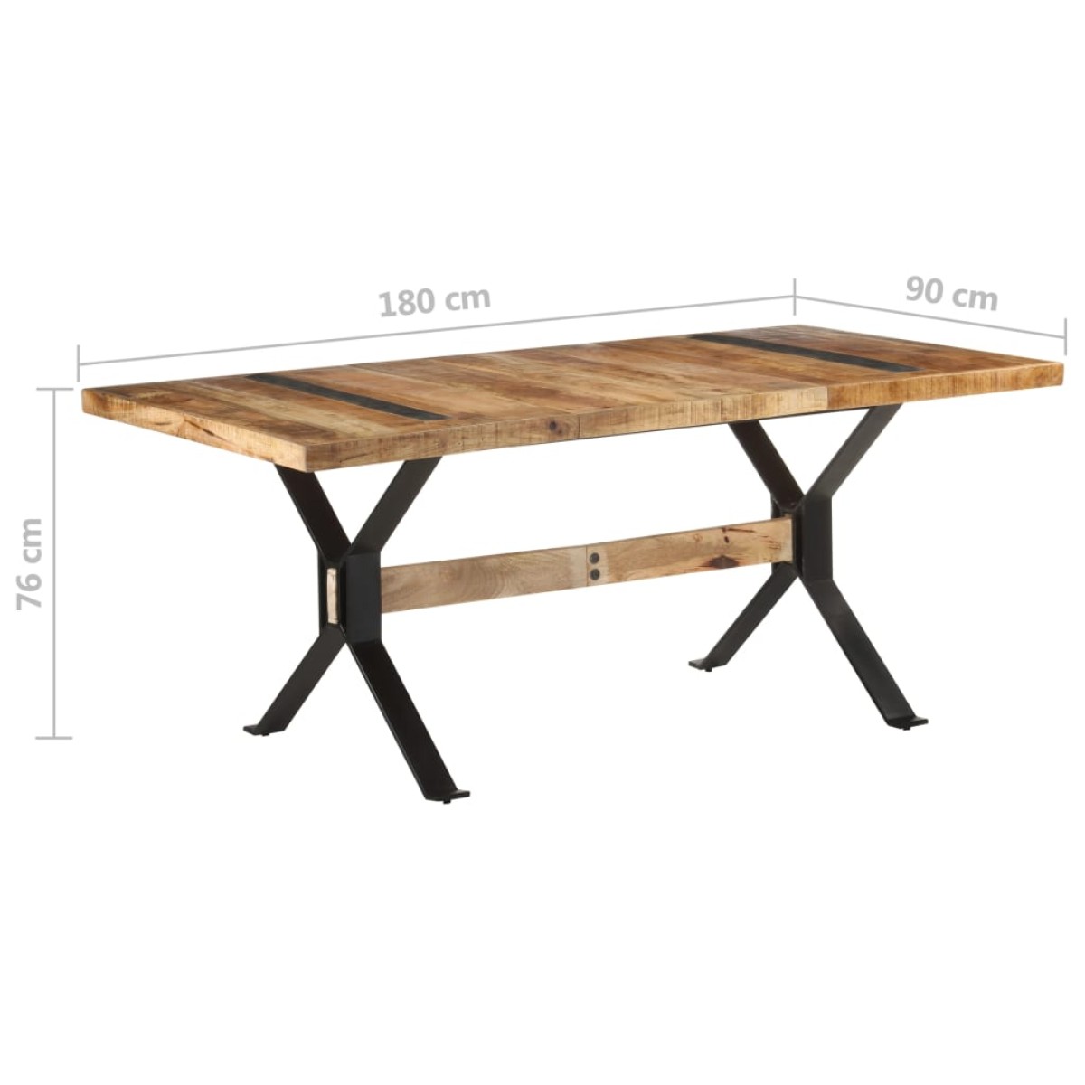 vidaXL Τραπεζαρία 180 x 90 x 76 εκ. από Ακατέργαστο Ξύλο Μάνγκο
