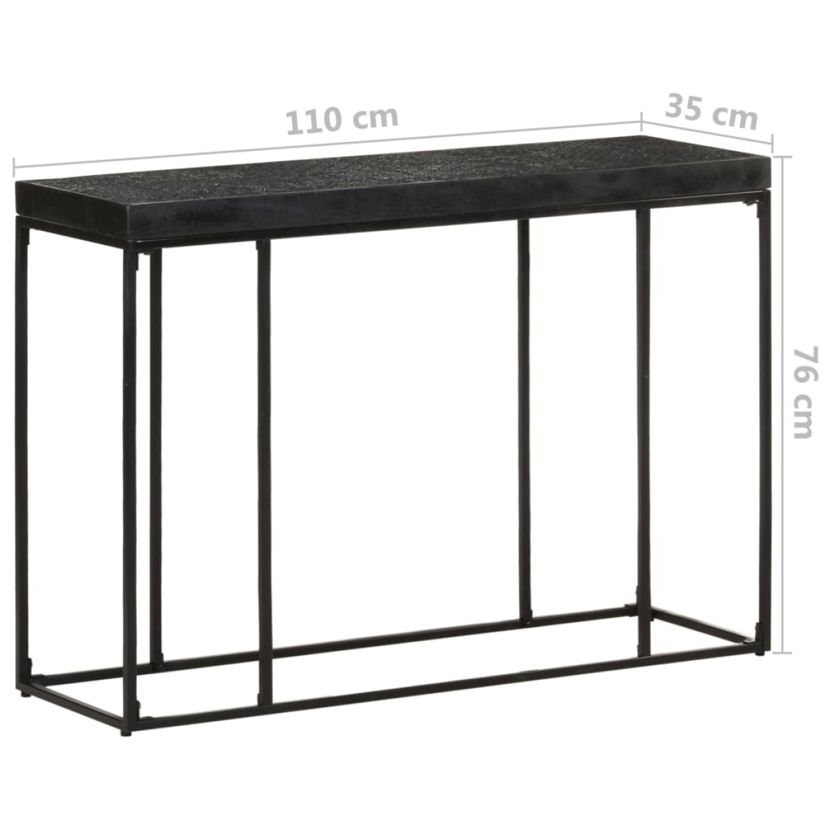 vidaXL Τραπέζι Κονσόλα Μαύρο 110x35x76 εκ. Μασίφ Ξύλο Ακακίας & Μάνγκο