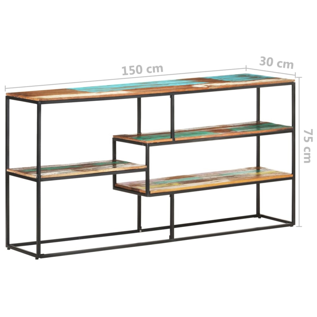 vidaXL Ραφιέρα 150 x 30 x 75 εκ. από Μασίφ Ανακυκλωμένο Ξύλο