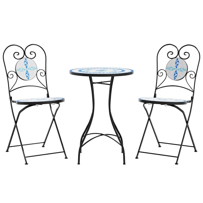 vidaXL Σετ Bistro «Μωσαϊκό» Μπλε/Λευκό Σίδηρος και Κεραμικό